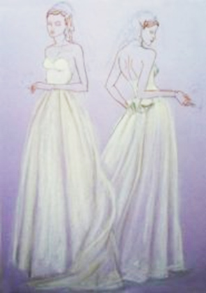 سایه ی یاسی رنگ موجود در پس زمینه ی این کاغذ می تواند در ایجاد سایه ها در سراسر لباس عروس بسیار کمک کند.